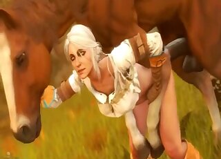 Brutal 3D demonic stallion screwed her wet snatch