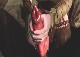 Werewolf creature with a huge cock fucks girl